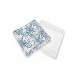 XYW-40 | Blue Maple Pattern Square Sushi Container W/ Clear Lid | 7.25x7.25x2.17" - open