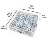 XYW-40 | Blue Maple Pattern Square Sushi Container W/ Clear Lid | 7.25x7.25x2.17" - size
