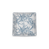 XYW-40 | Blue Maple Pattern Square Sushi Container W/ Clear Lid | 7.25x7.25x2.17" - top