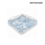 XYW-40 | Blue Maple Pattern Square Sushi Container W/ Clear Lid | 7.25x7.25x2.17" (300 Pcs/Case)