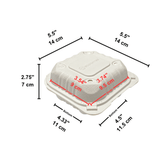 YQ-51 (224) | Microwavable PP Clamshell Container W/ Vent Hole | 5.5x5.5x2.75" - size
