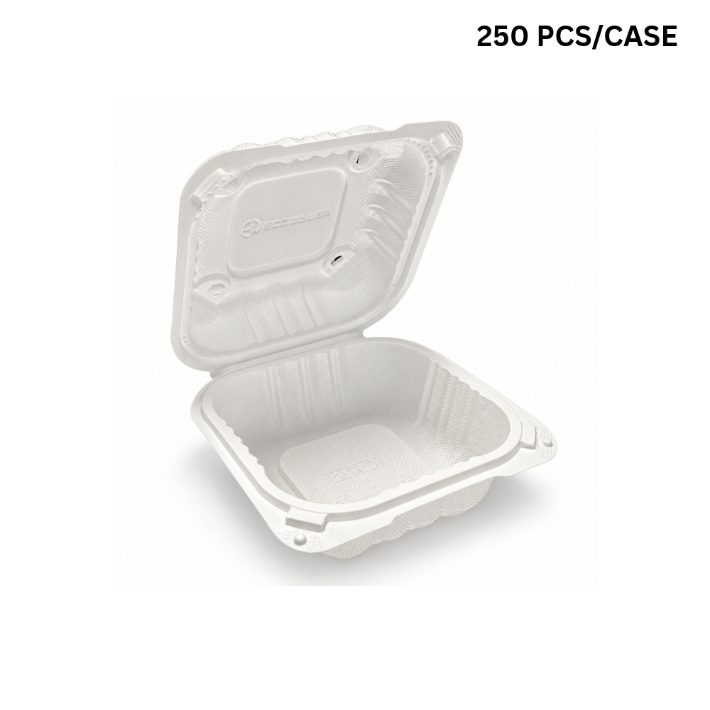 YQ-51 (224) | Microwavable PP Clamshell Container W/ Vent Hole | 5.5x5.5x2.75" (250 Pcs/Case)