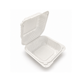 YQ-61 (225) | Microwavable PP Square Clamshell Container W/ Vent Hole | 6.1x6.1x3" - open