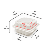 YQ-61 (225) | Microwavable PP Square Clamshell Container W/ Vent Hole | 6.1x6.1x3" - size