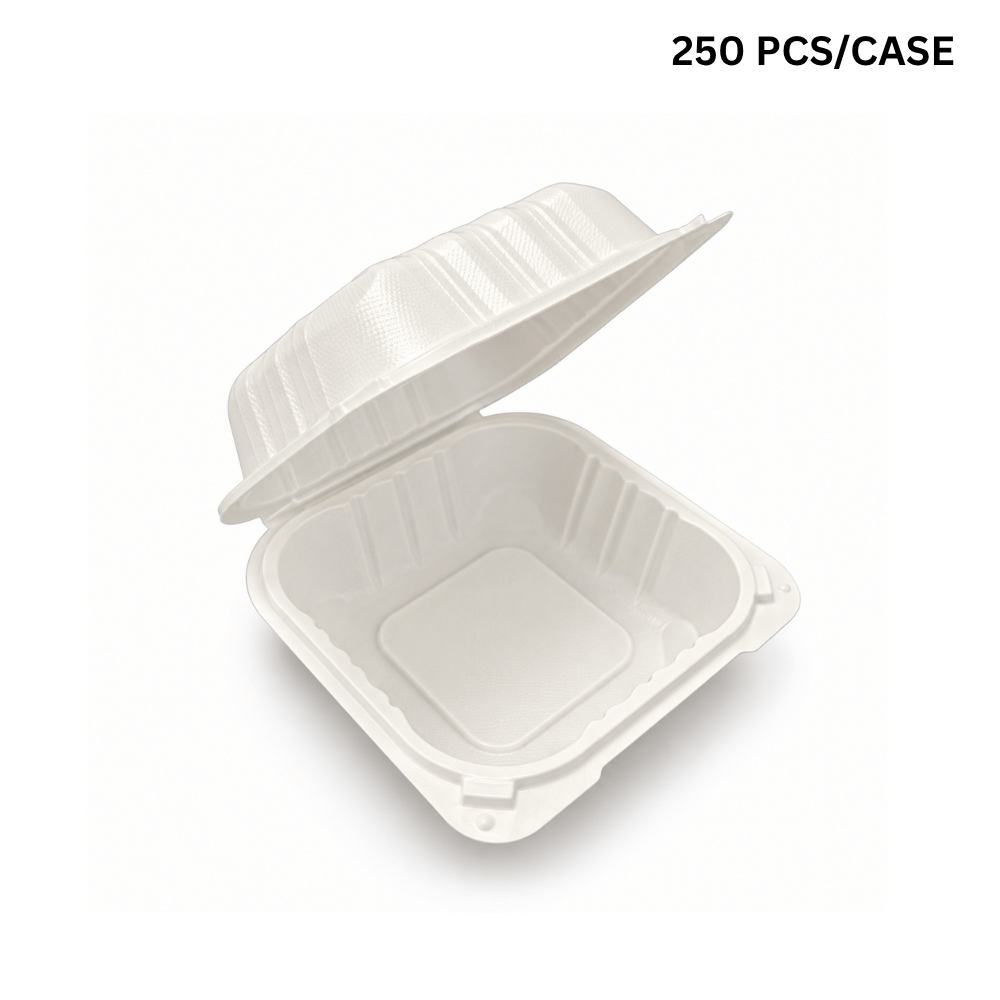 YQ-61 (225) | Microwavable PP Square Clamshell Container W/ Vent Hole | 6.1x6.1x3" (250 Pcs/Case)