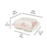 YQ-73 (703) | PP Clamshell Container W/ Vent Hole | 3 Compartment | 7.68x7.68x3" - size