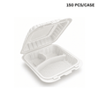 YQ-73 (703) | PP Clamshell Container W/ Vent Hole | 3 Compartment | 7.68x7.68x3" (150 Pcs/Case)