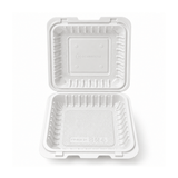 YQ-91 (991) | Microwavable PP Square Clamshell Container W/ Vent Hole | 9x9x3" - open