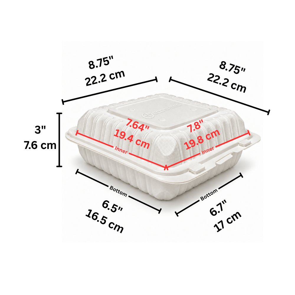 YQ-91 (991) | Microwavable PP Square Clamshell Container W/ Vent Hole | 9x9x3" - size
