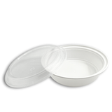 ZS-7024 | 24oz Microwaveable PP White Round Container W/ Vent Lid - open