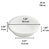 ZS-7024 | 24oz Microwaveable PP White Round Container W/ Vent Lid - size