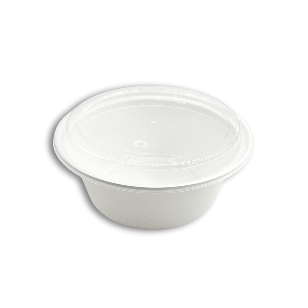 ZS-7040 | 40oz Microwaveable PP White Round Container W/ Vent Lid - 150 Sets