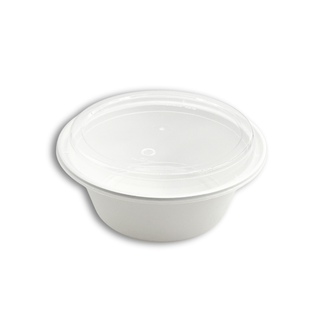 ZS-7040 | 40oz Microwaveable PP White Round Container W/ Vent Lid - 150 Sets