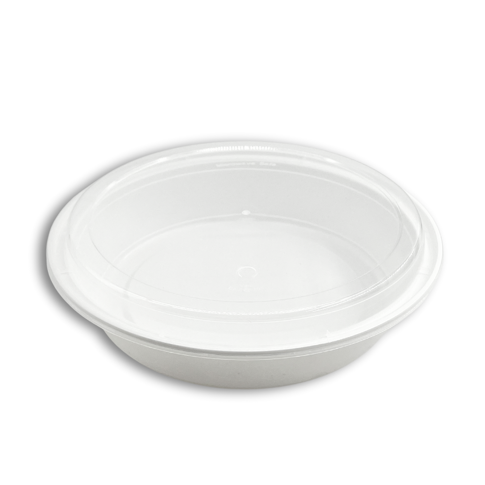 ZS-9048 | 48oz Microwaveable PP White Round Container W/ Vent Lid - 150 Sets