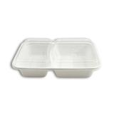 ZS-96232 | 32oz PP White Rectangular Container W/ Vented Lid | 2 Compartment - front