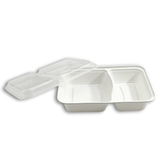 ZS-96232 | 32oz PP White Rectangular Container W/ Vented Lid | 2 Compartment - open