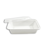 ZS-9638 | 38oz Microwaveable PP White Rectangular Container W/ Vented Lid - open