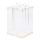 [Pre-order] Clear Square Cake Box W/ White Base & Clear Lid | 14.2x14.2x14.2" - 50 Sets