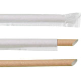 12x230mm diagonal cut kraft paper straws, eco-friendly biodegradable straws for bubble tea - individually wrapped bulk pack