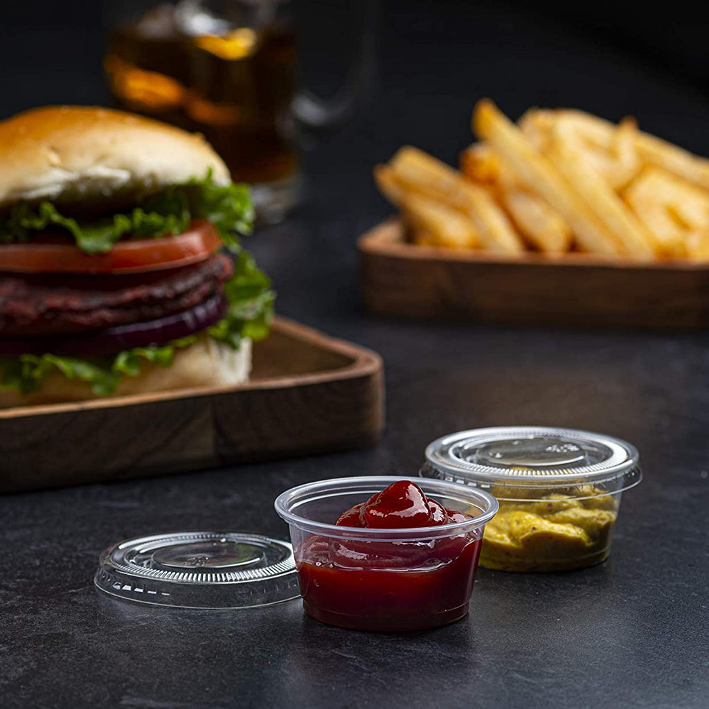 Couvercle pour sauce PET XT 62 mm | Convient aux gobelets à sauce PP de 1,5/2 oz (couvercle uniquement) - 2 500 pièces