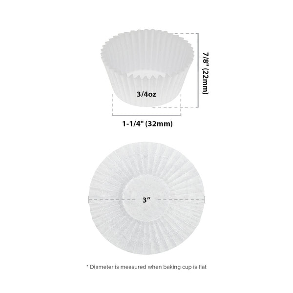 REYFC125X2938, Reynolds® Fluted Paper Baking Cup, 3 in Top x 1.25 in  Bottom, Round, White