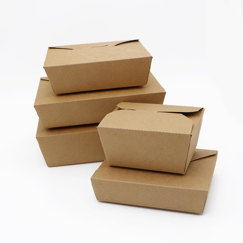 #4 | 96oz Eco-friendly Kraft Foldable Paper Box | 7.76x5.5x3.5" - 160 Pcs - HD Bio Packaging