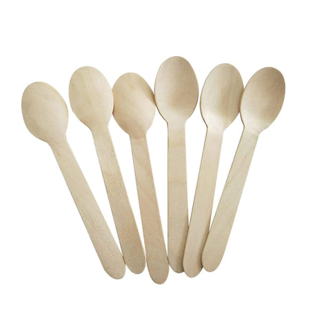 Cuillère en bois compostable emballée individuellement dans du papier de 6,2 po - 1000 pièces