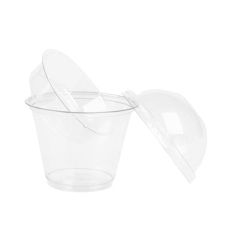 9oz Clear Plastic Dessert Cup W/ 3.25oz Insert + Dome Lid (No Hole) - 100 Sets - HD Plastic Product (Canada). Inc