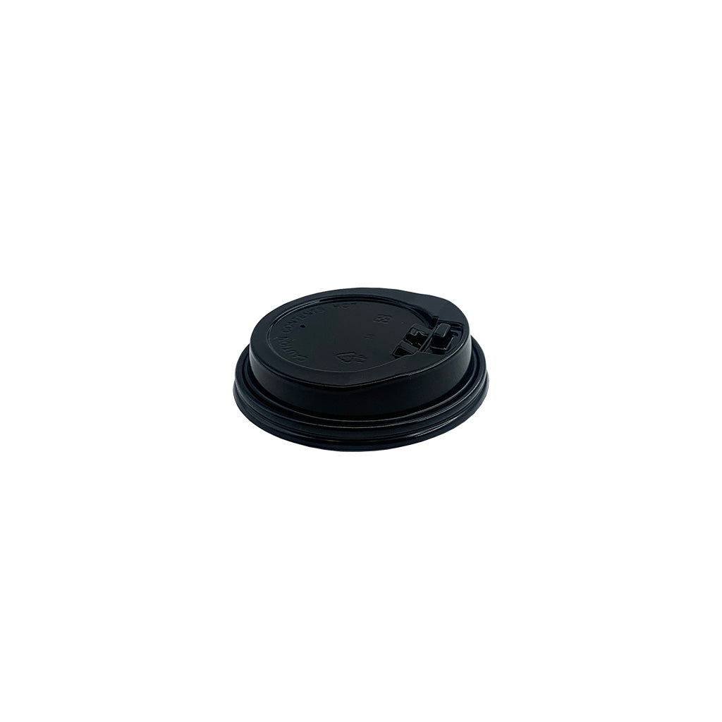 D90 PP | Couvercle rabattable rond noir de 90 mm | Convient aux gobelets en papier 10/12/16/20oz - 1000 pièces