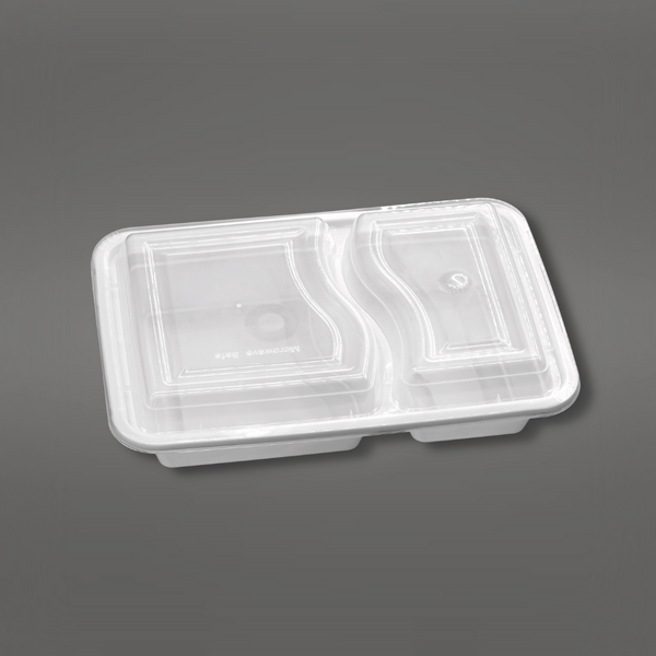 Freshware 32oz PP Plastic Rectangular Food Containers with Lids, 2-Com