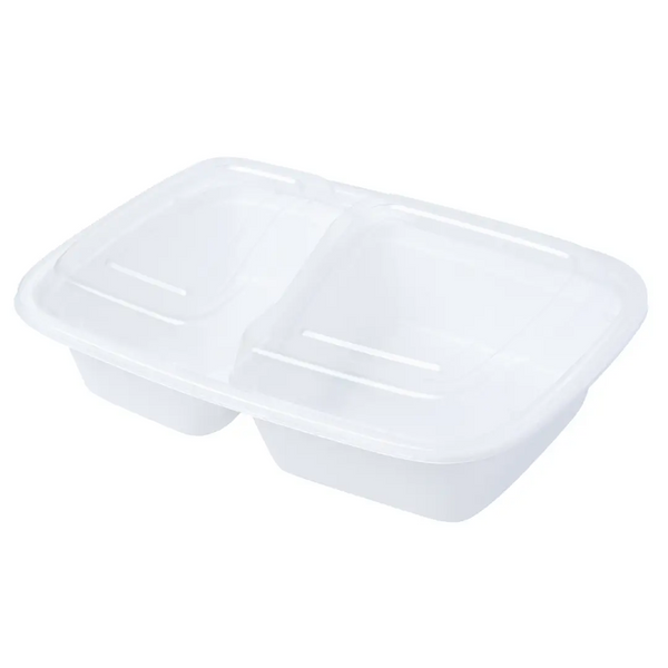 Microwave container - 1000cc 2 compartments - 182 series wide white