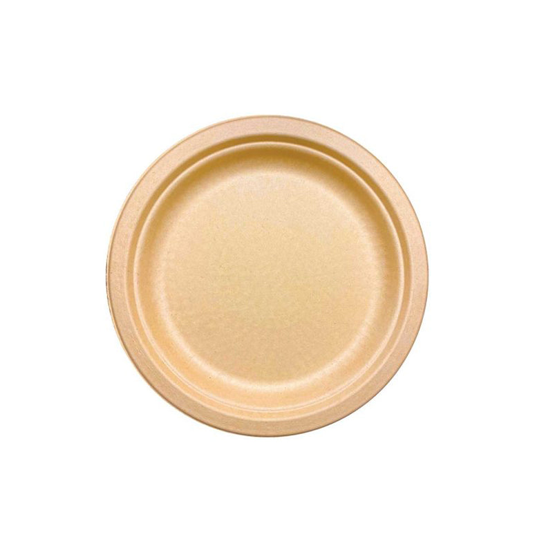80103 | 6" Compostable Sugarcane Brown Round Plate - 1000 Pcs