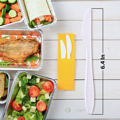 6.4" Individually Wrapped White Plastic Knife size