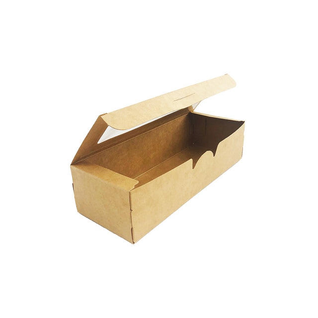 Kraft Rectangular Macaron Paper Box W/ Window | 8x3x2" – HD Bio Packaging