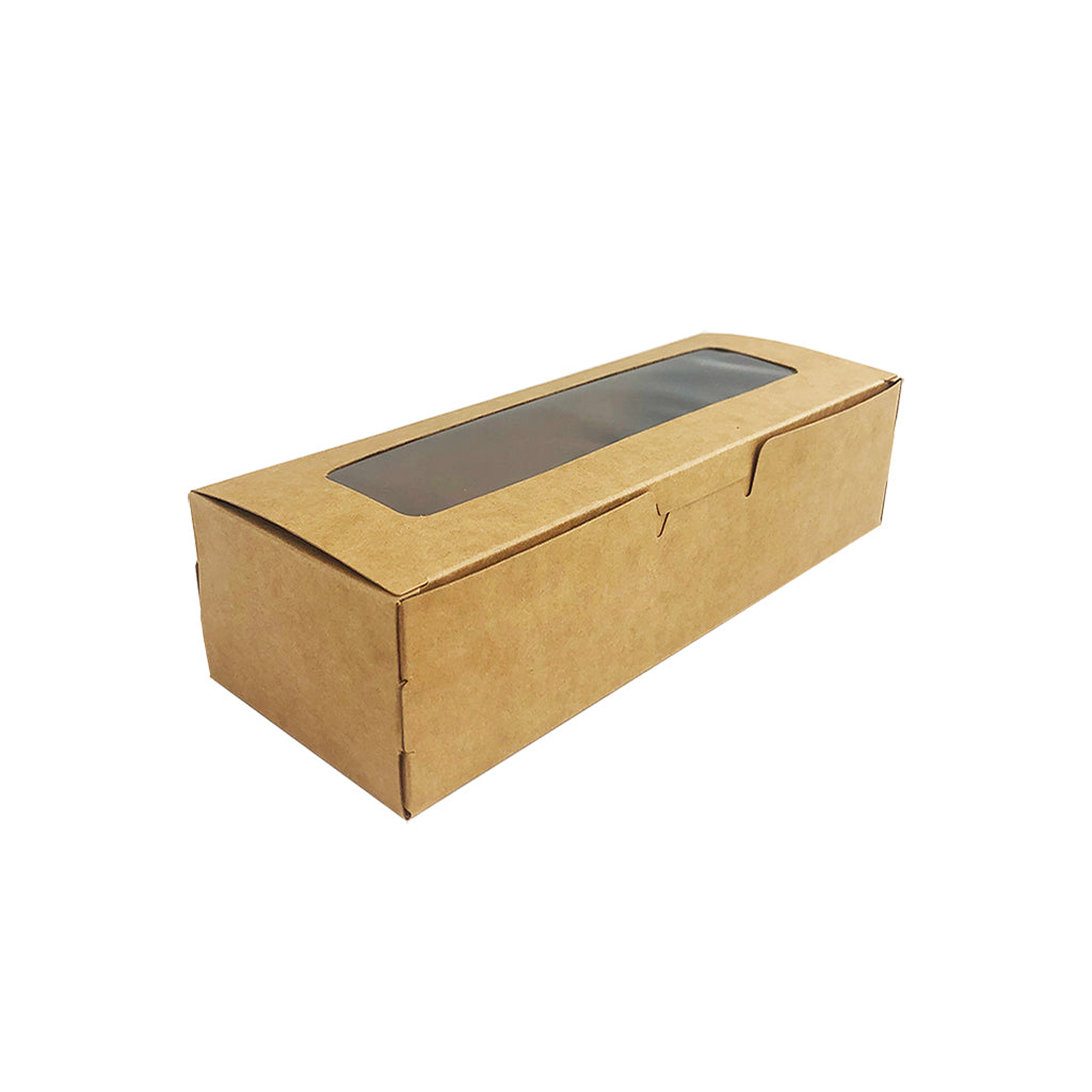 Kraft Rectangular Macaron Paper Box W/ Window | 8x3x2