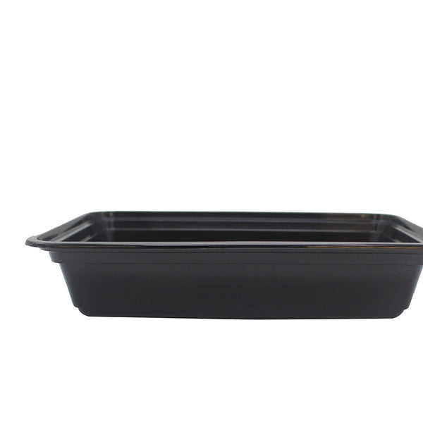 32 oz. Rectangular Black Container w/Lid Combo 150/CS –