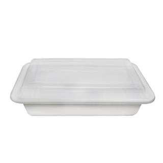 Asporto Microwavable To-Go Container - BPA Free PP Rectangular Take Out Food Container with Clear Plastic Lid - Catering & Takeout - 24 oz - White